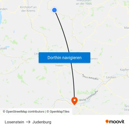 Losenstein to Judenburg map