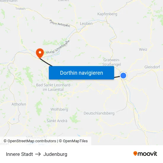 Innere Stadt to Judenburg map