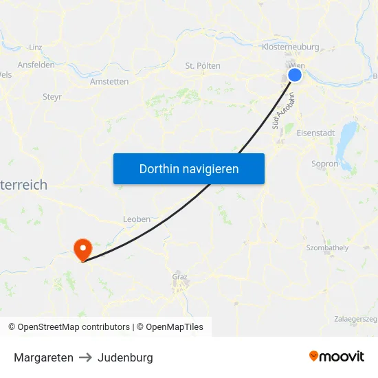 Margareten to Judenburg map