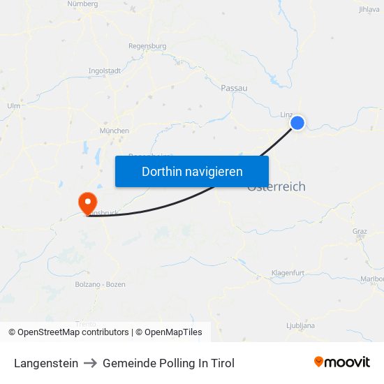 Langenstein to Gemeinde Polling In Tirol map