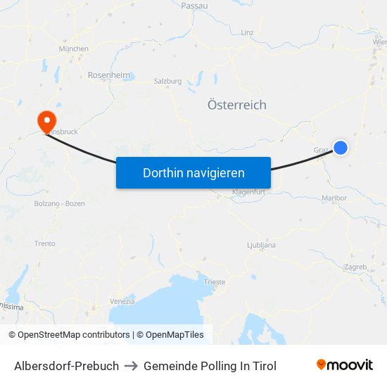 Albersdorf-Prebuch to Gemeinde Polling In Tirol map