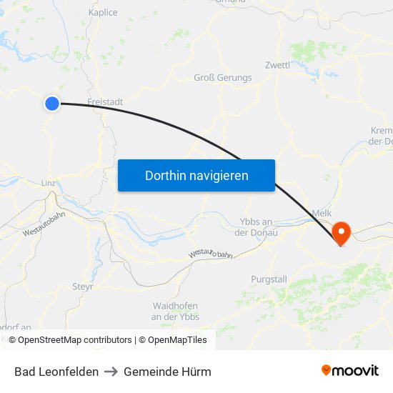 Bad Leonfelden to Gemeinde Hürm map