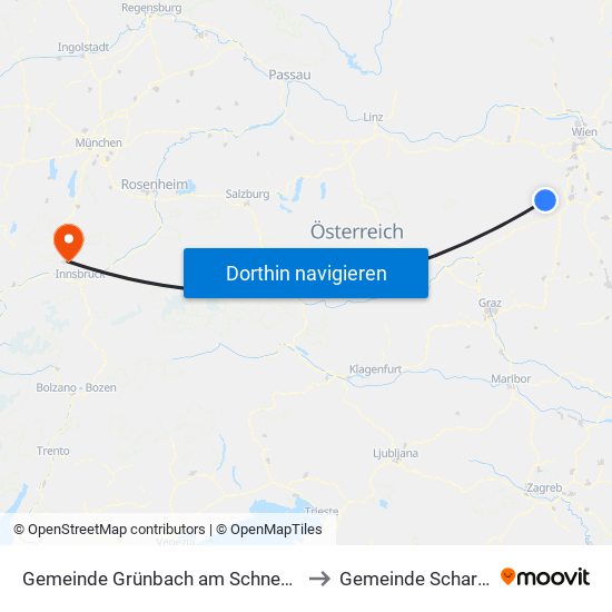 Gemeinde Grünbach am Schneeberg to Gemeinde Scharnitz map