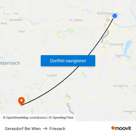 Gerasdorf Bei Wien to Friesach map