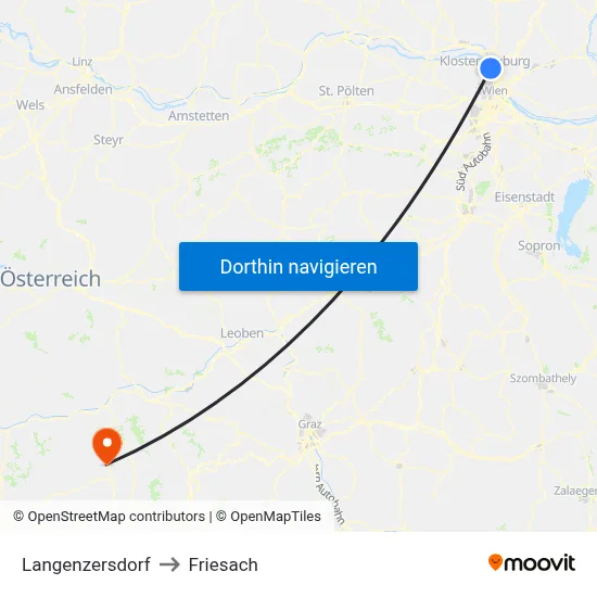 Langenzersdorf to Friesach map