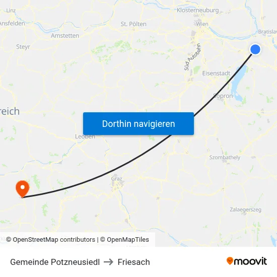 Gemeinde Potzneusiedl to Friesach map