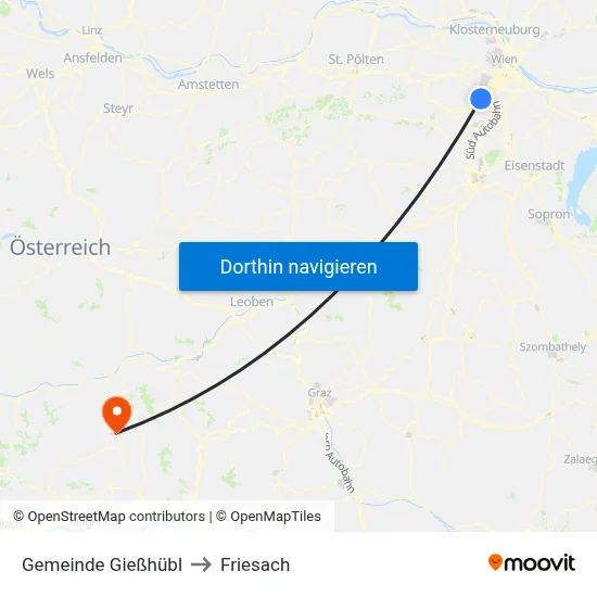 Gemeinde Gießhübl to Friesach map