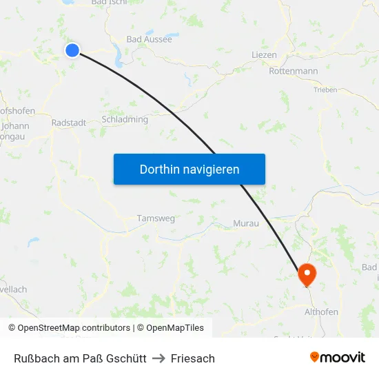 Rußbach am Paß Gschütt to Friesach map