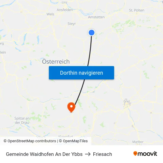 Gemeinde Waidhofen An Der Ybbs to Friesach map