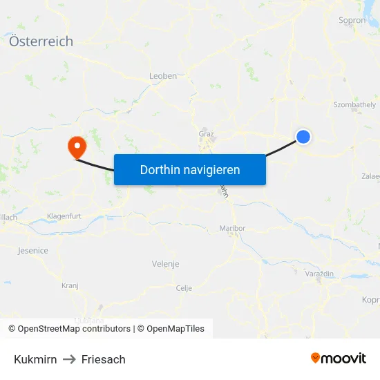 Kukmirn to Friesach map