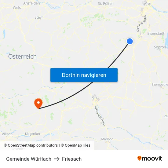 Gemeinde Würflach to Friesach map