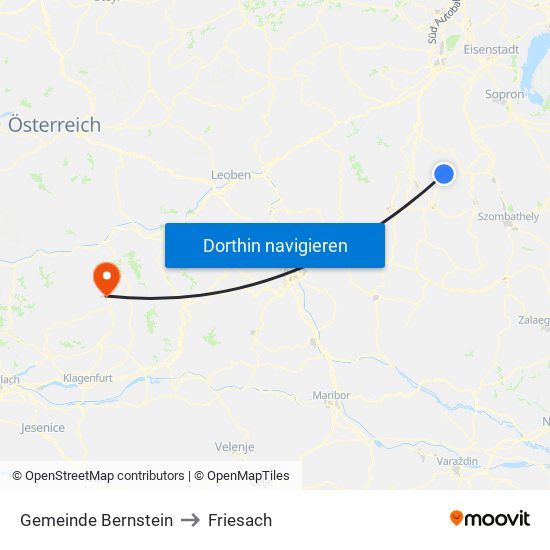 Gemeinde Bernstein to Friesach map
