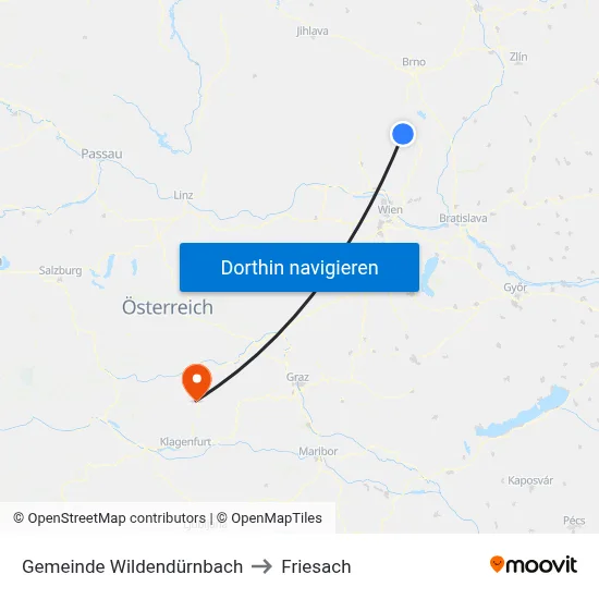 Gemeinde Wildendürnbach to Friesach map