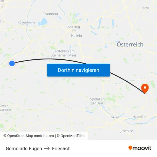 Gemeinde Fügen to Friesach map