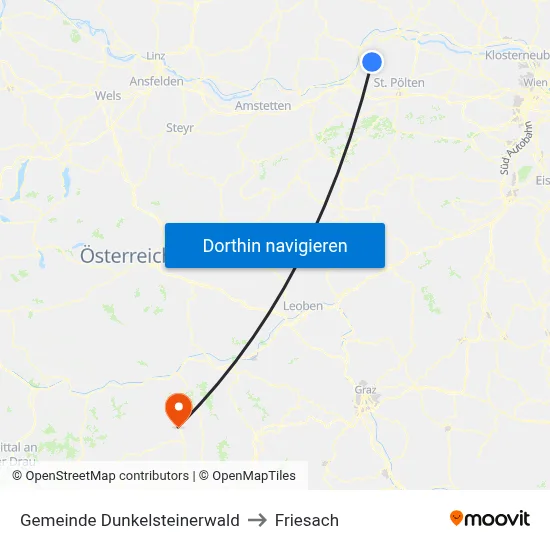 Gemeinde Dunkelsteinerwald to Friesach map