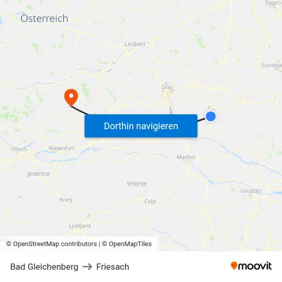 Bad Gleichenberg to Friesach map