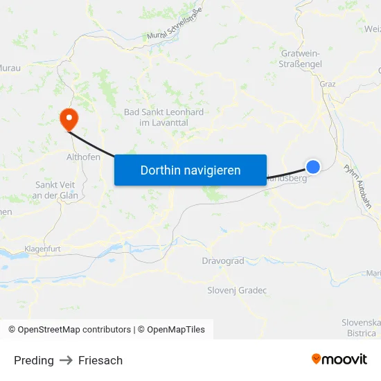 Preding to Friesach map