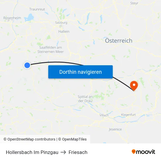 Hollersbach Im Pinzgau to Friesach map