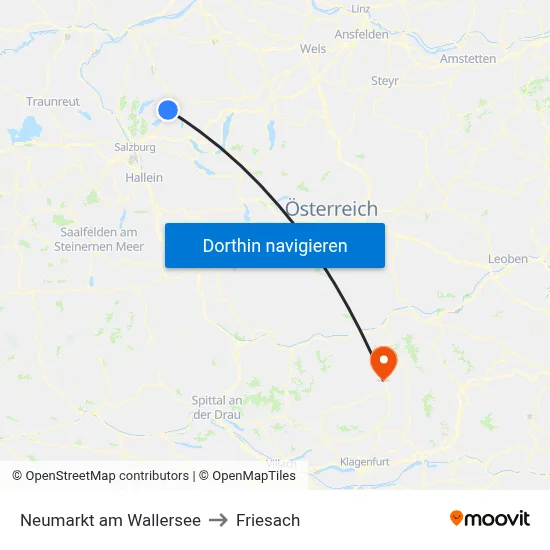 Neumarkt am Wallersee to Friesach map