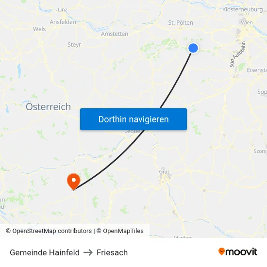 Gemeinde Hainfeld to Friesach map