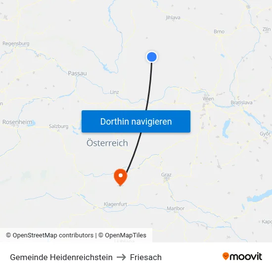 Gemeinde Heidenreichstein to Friesach map