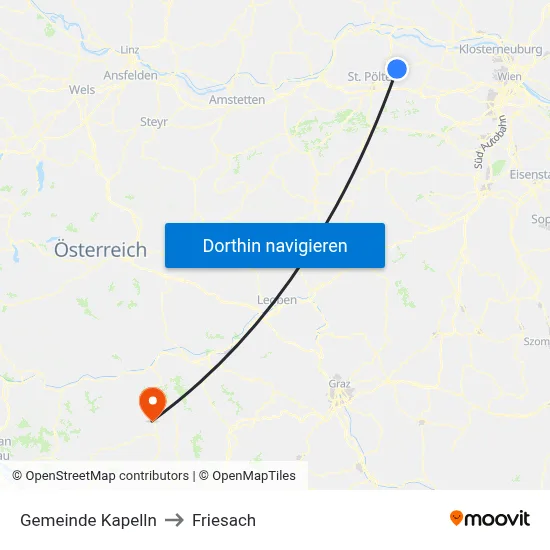 Gemeinde Kapelln to Friesach map