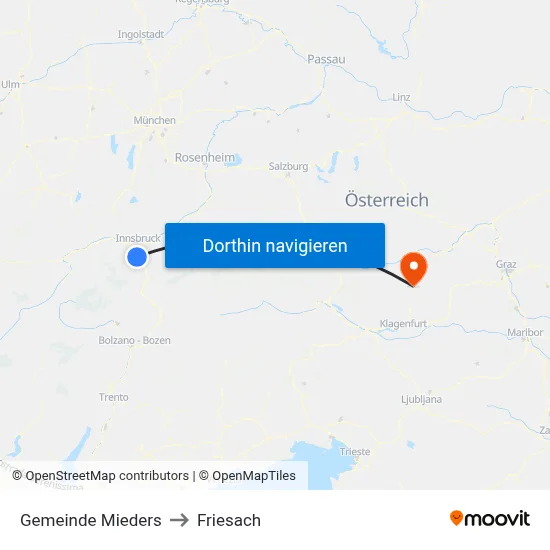 Gemeinde Mieders to Friesach map