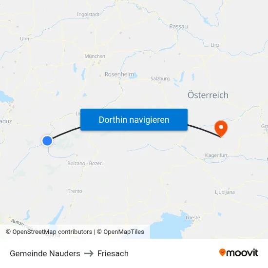 Gemeinde Nauders to Friesach map