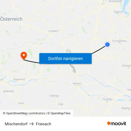 Mischendorf to Friesach map