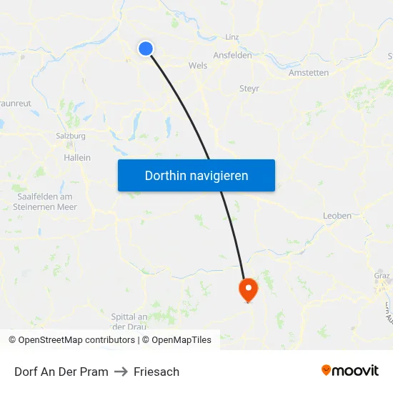 Dorf An Der Pram to Friesach map