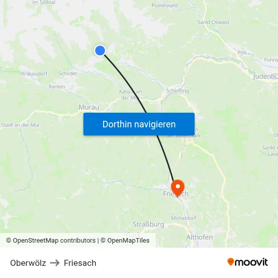 Oberwölz to Friesach map