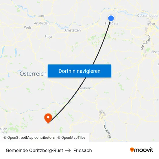 Gemeinde Obritzberg-Rust to Friesach map