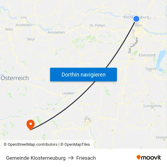 Gemeinde Klosterneuburg to Friesach map