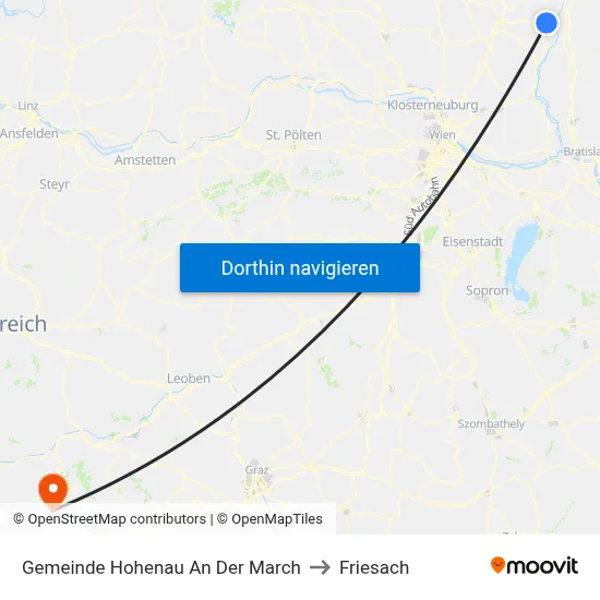 Gemeinde Hohenau An Der March to Friesach map