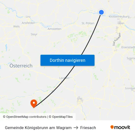 Gemeinde Königsbrunn am Wagram to Friesach map