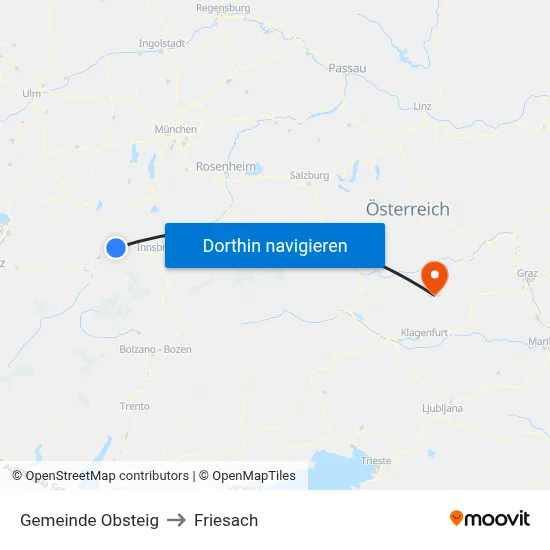 Gemeinde Obsteig to Friesach map