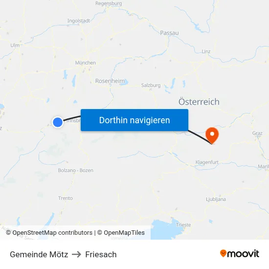 Gemeinde Mötz to Friesach map