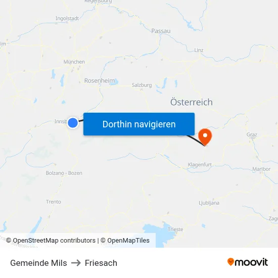 Gemeinde Mils to Friesach map