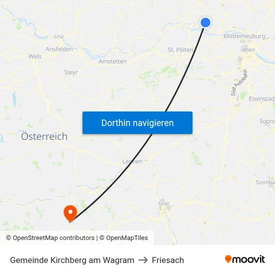 Gemeinde Kirchberg am Wagram to Friesach map