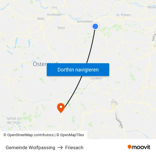 Gemeinde Wolfpassing to Friesach map
