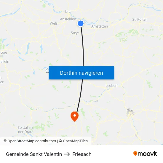 Gemeinde Sankt Valentin to Friesach map