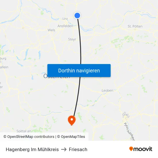 Hagenberg Im Mühlkreis to Friesach map