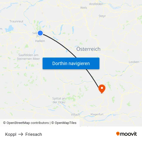 Koppl to Friesach map