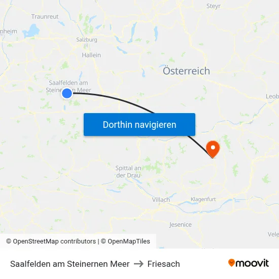 Saalfelden am Steinernen Meer to Friesach map