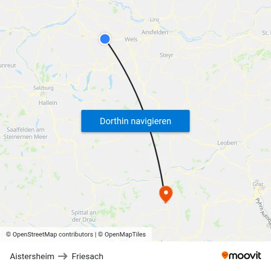 Aistersheim to Friesach map