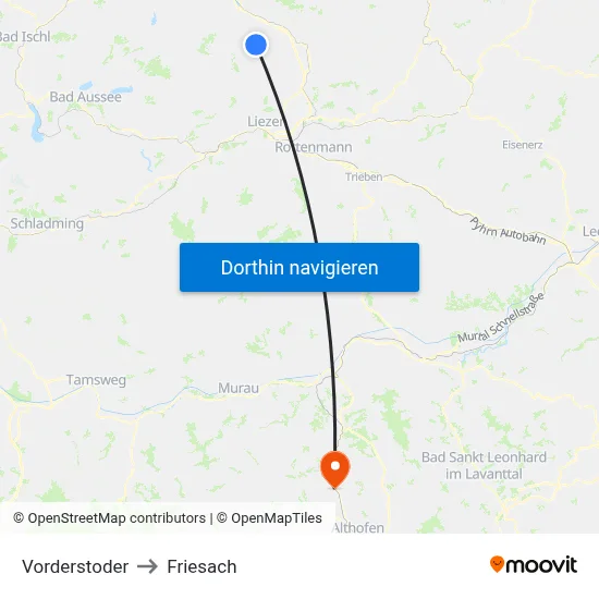 Vorderstoder to Friesach map
