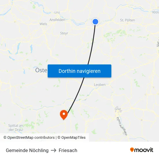 Gemeinde Nöchling to Friesach map