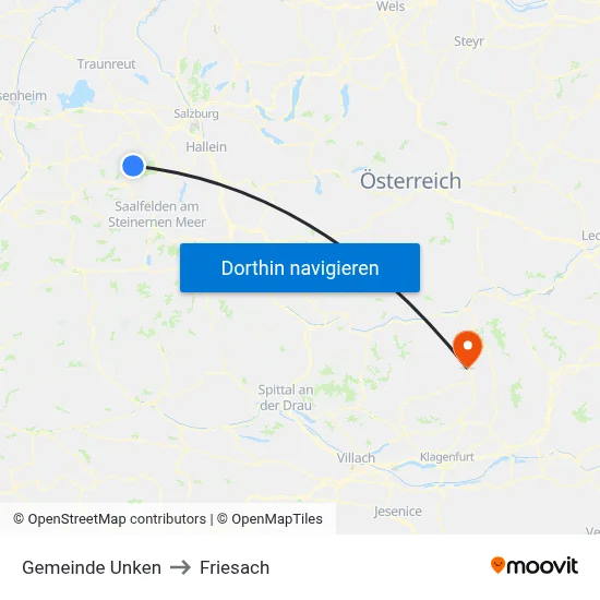 Gemeinde Unken to Friesach map