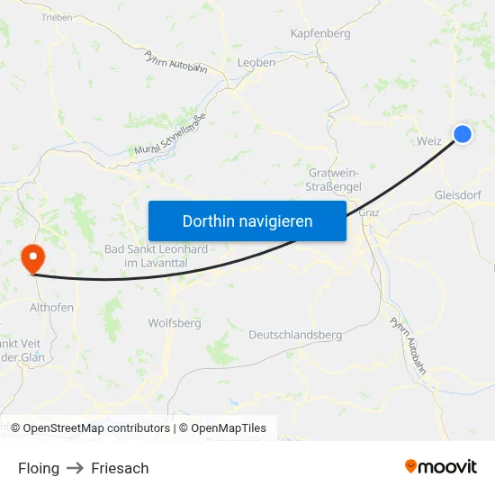 Floing to Friesach map