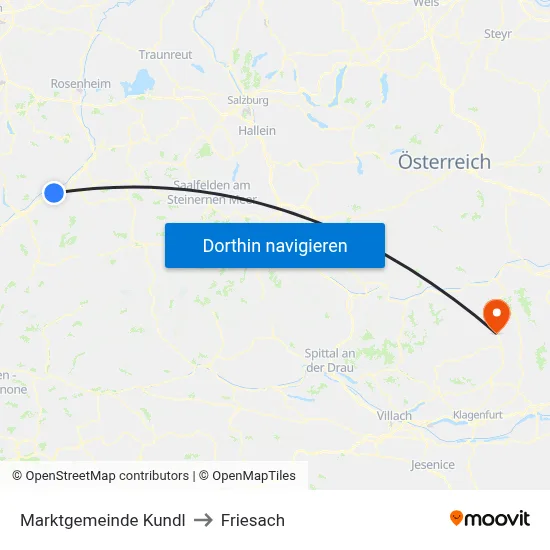Marktgemeinde Kundl to Friesach map